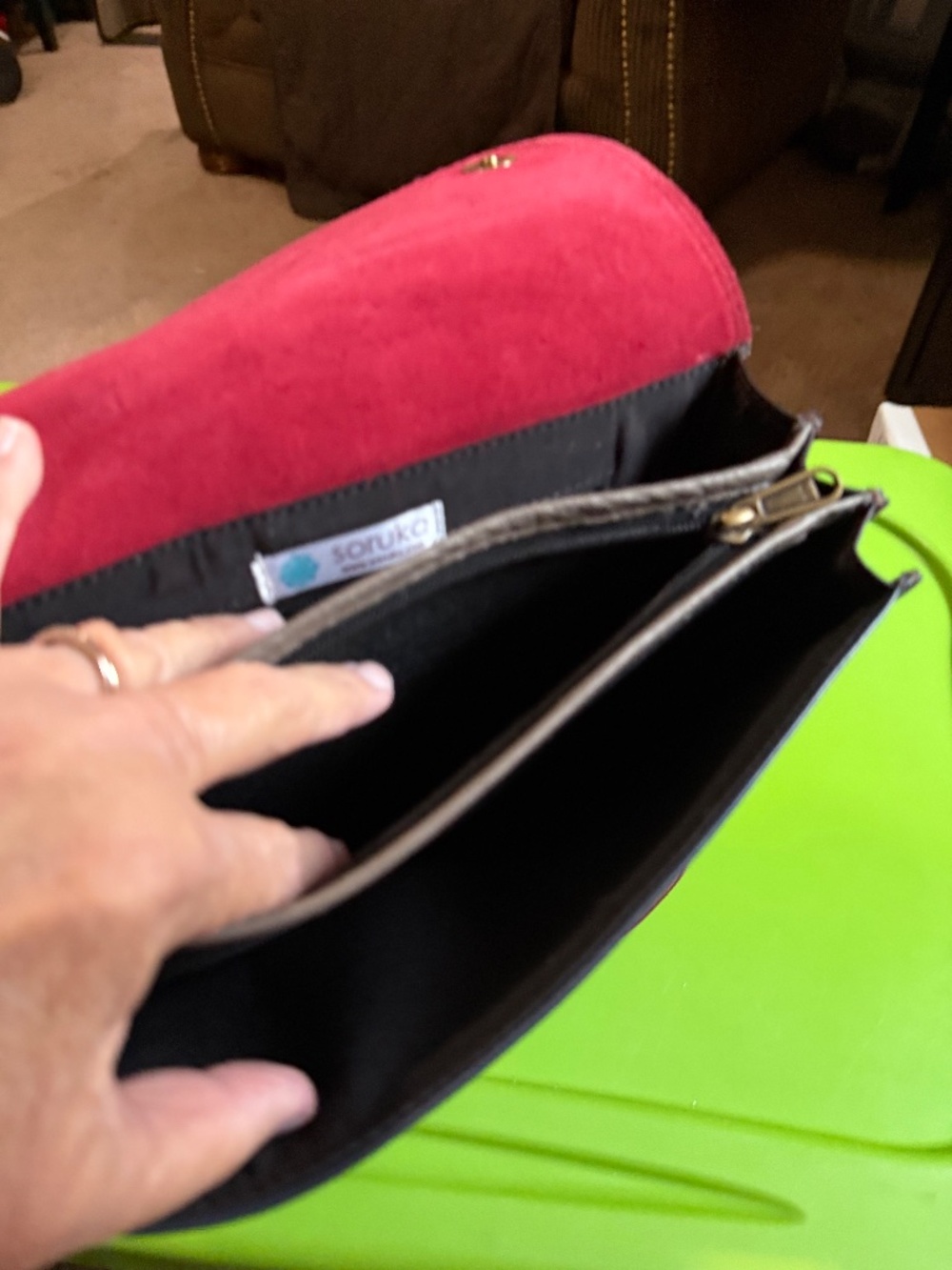 Well made, genuine leather color block backpack, made by Soruka, - Picture 10 of 14